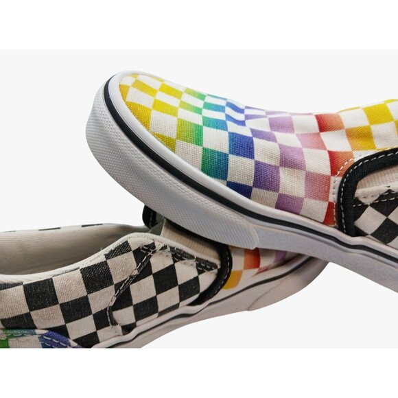 Vans Slip On Asher Checkered Rainbow Shoes Size 1 Kids Missy Canvas Sneakers - Picture 8 of 10